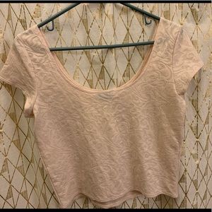 Cute stretch ivory/light pink crop top